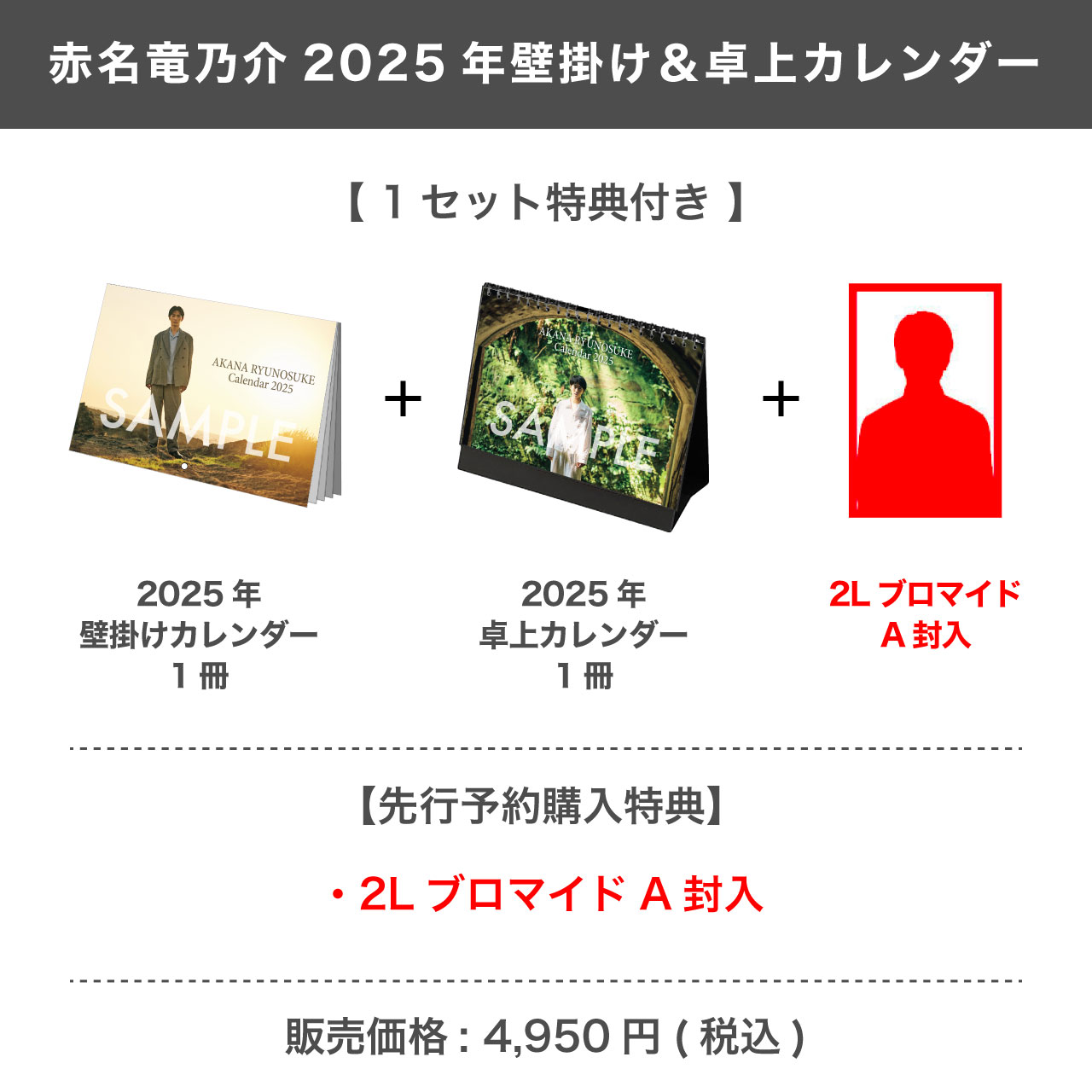 赤名竜乃介 2025年壁掛け＆卓上カレンダー 【1セット特典付き】